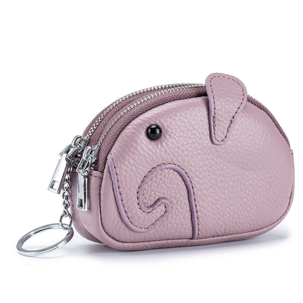 Women's Creative Double Zipper Storage Cute Cartoon Elephant Coin Purses