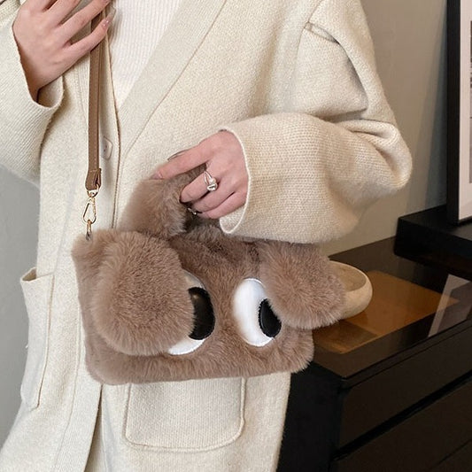 Plush Cute Big Eyes Puppy Oblique Crossbody Bags