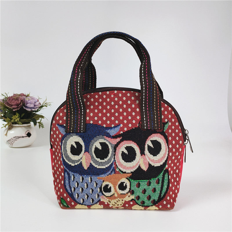 Canvas Embroidered Shell Shape Mobile Change Grocery Handbags