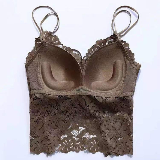 Women's Lace Sling Vest Thickened Chest Pad Outer Tanks Camis