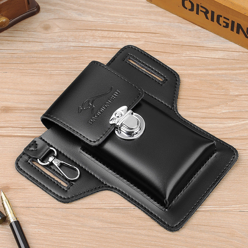 Popular Men's Cattle Leather Mobile Summer Men's Waist Packs