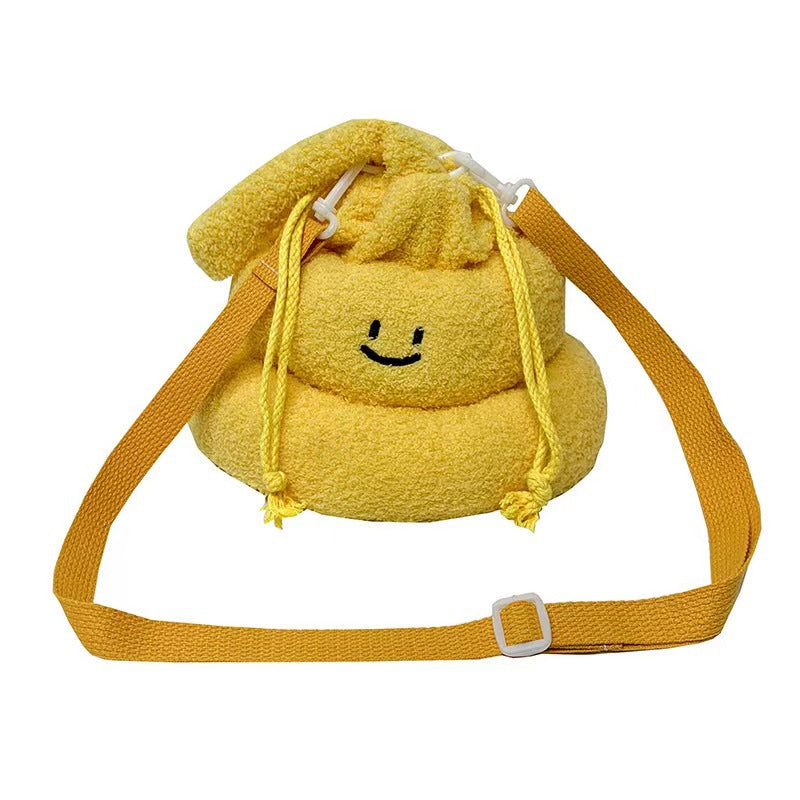 Portable Plush Female Cute Funny Niche Drawstring Cake Handbags