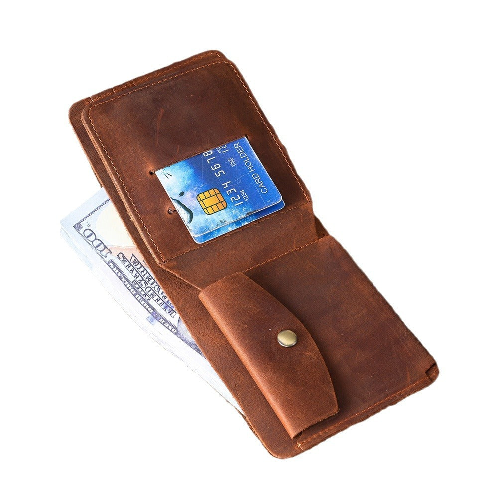 Men's Horse Leather Money Genuine Retro Rough Bags