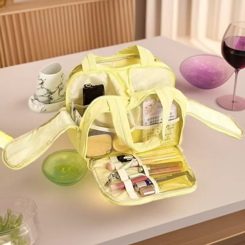 Simple Large Capacity Partition Layered Wash Portable Cosmetic Bags