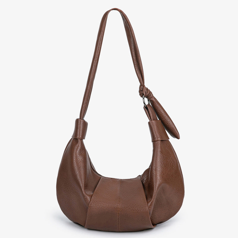 Women's Style Large Capacity Retro Soft Leather Pleated Dumpling Idle Leisure Bags