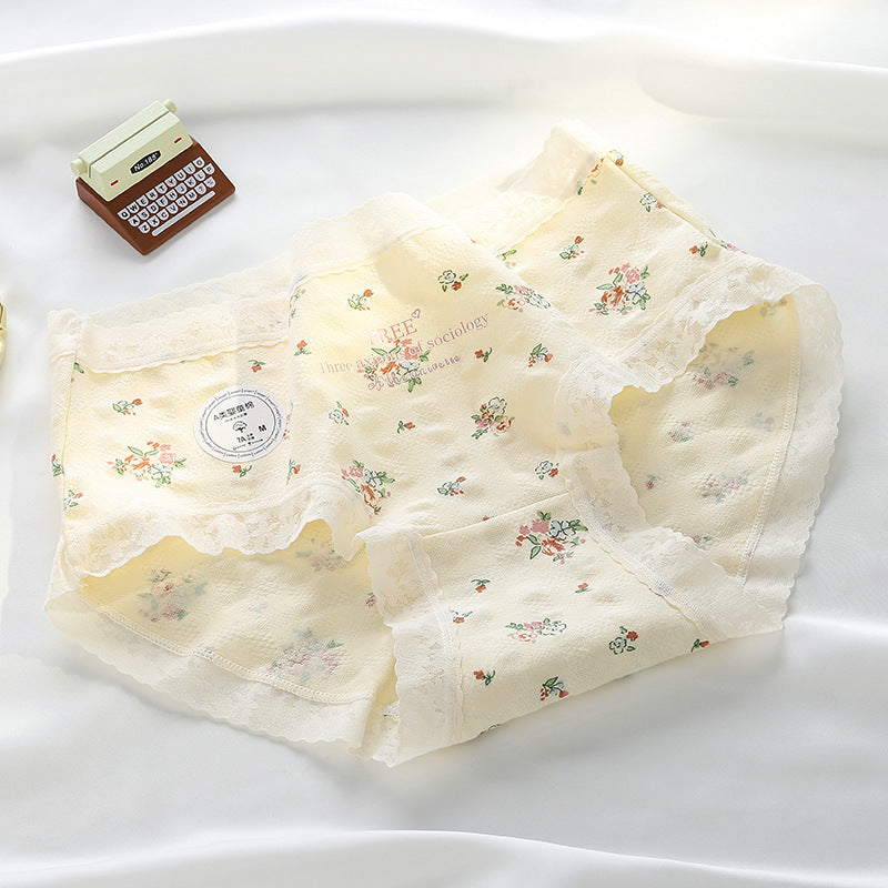 Women's Diary Cute Floral Underwear Pure Cotton All Panties