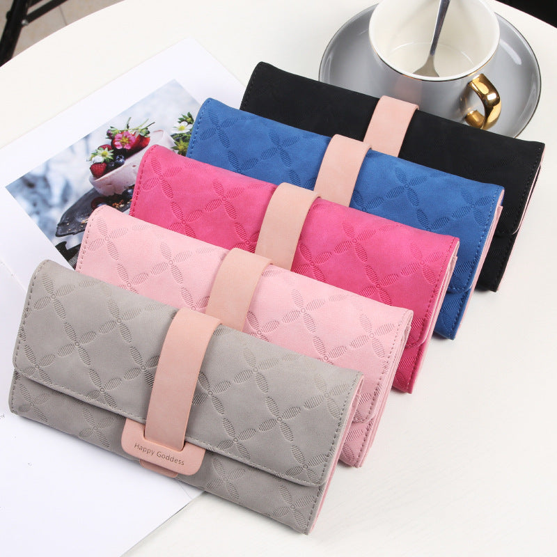 Women's Long Embossed Simple Multi Clutch Ladies Wallet