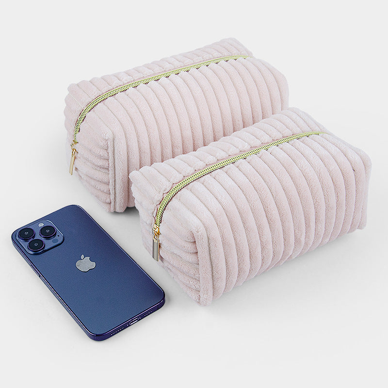 Bold Stripes Corduroy Plush Storage Large Bags