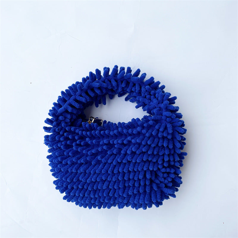 Plush Candy Color Lunch Box Cute Fashion Cotton Handbags