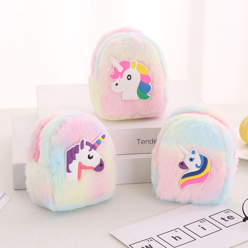 Korean Unicorn Plush Portable Headset Storage Ladies Wallet