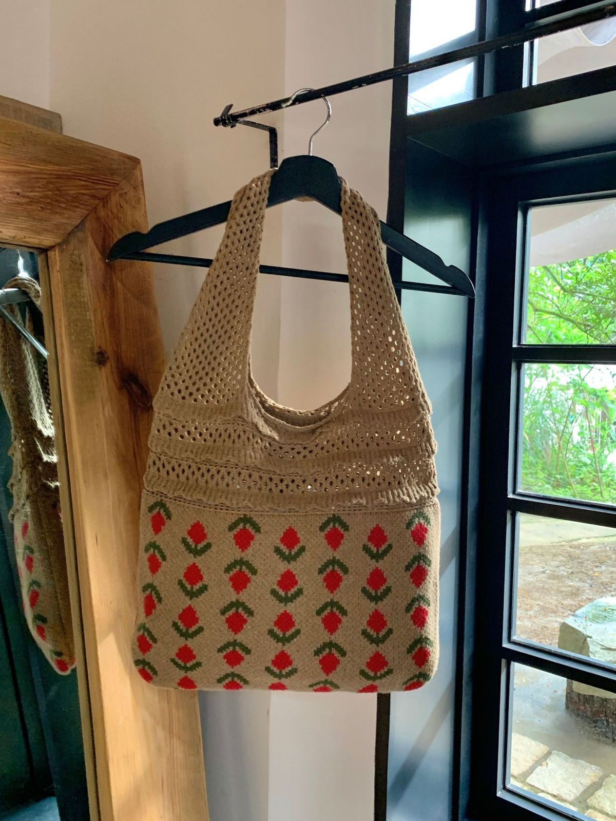 Women's Knitted Flower Vintage Mesh Hollow Out Women's Shoulder Bag