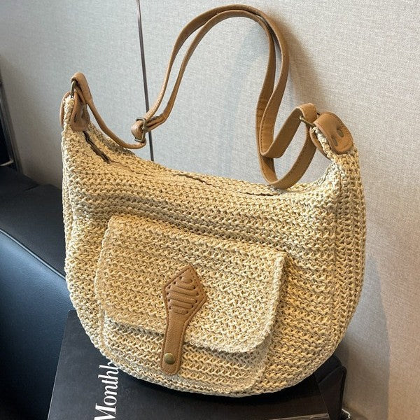 Women's Straw Hand-woven Large Capacity Vacation Beach Tote Bags