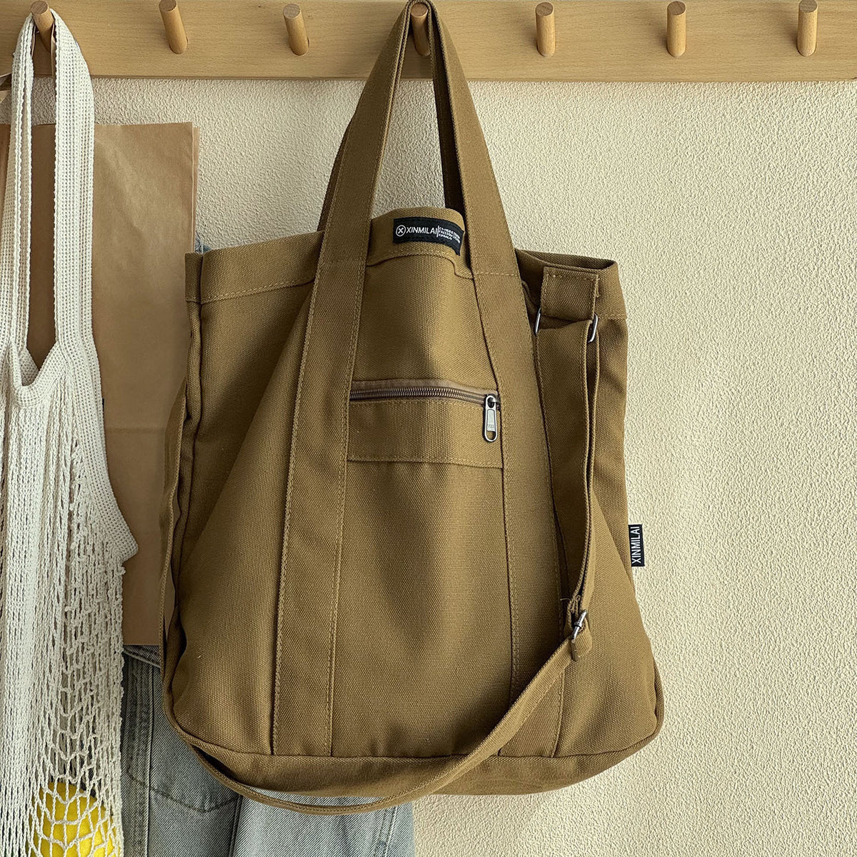 Women's & Men's Homemade Thickened Washed Cotton Style Commuter Canvas Artistic Handbags