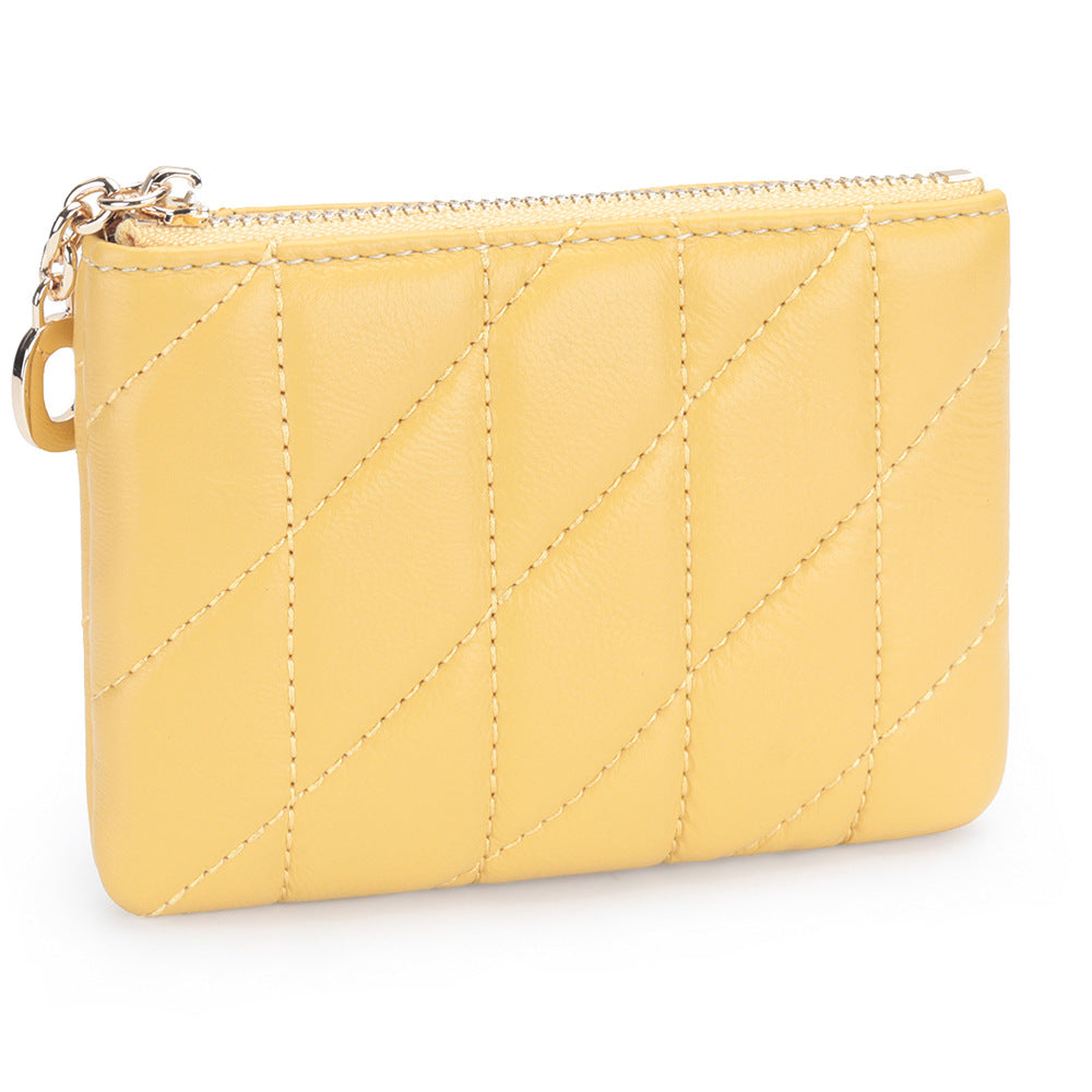Women's Genuine Leather Chic Zip Storage Sheepskin Coin Purses