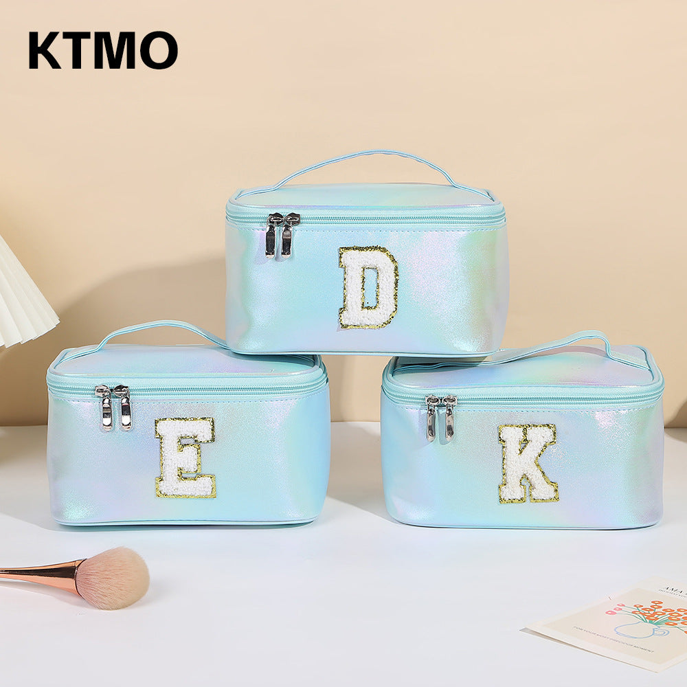 Women's Embroidered Lettered Make-up Three-dimensional Large Capacity Storage Portable Makeup Bag