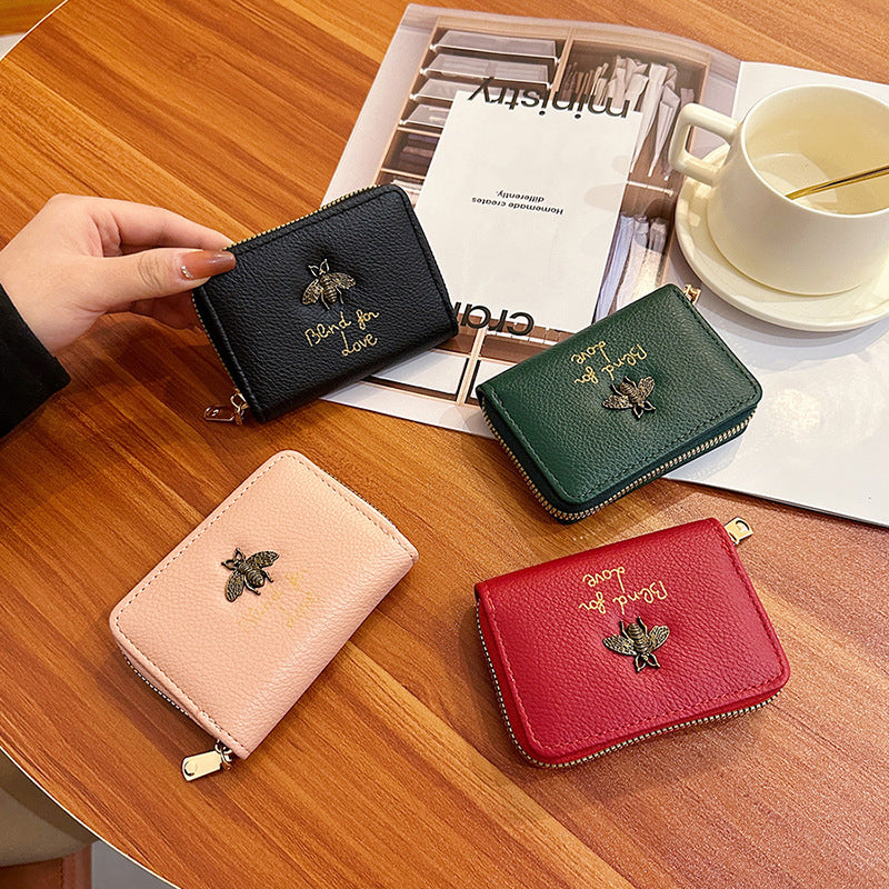 Women's Female Bee Zip Organ Sleeve Clamp Coin Purses