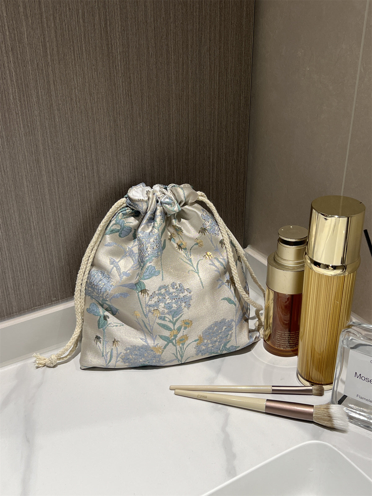 Fresh Elegant Drawstring Bouquet Portable Storage Cosmetic Bags