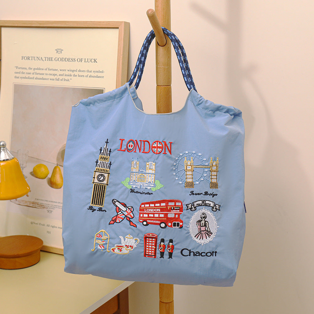 Nylon Embroidered Fashion Niche Large Capacity Women's Shoulder Bag
