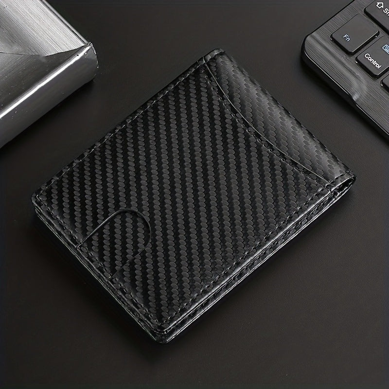 Men's Minimalist Swiping Carbon Fiber American Gold Card Holder