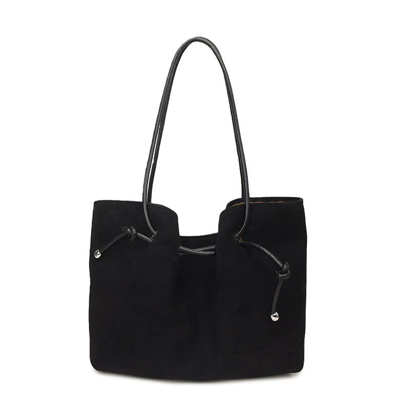 Suede Trendy Versatile Commuter For Drawstring One Women's Shoulder Bag
