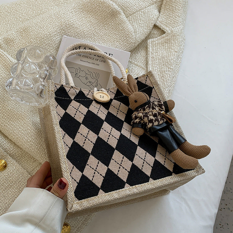 Women's Linen Fashion Out Style Western Lunch Handbags