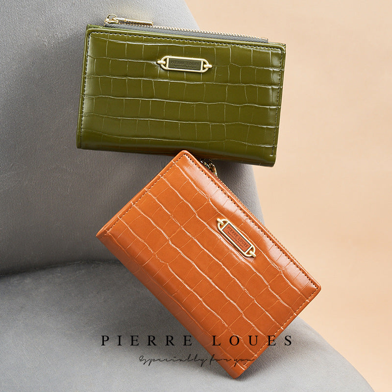 Women's Short Retro Crocodile Pattern Clutch Ladies Wallet