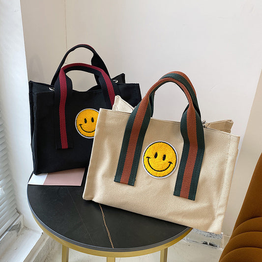Korean Style Thick Plush Smiley Face Shoulder Bags