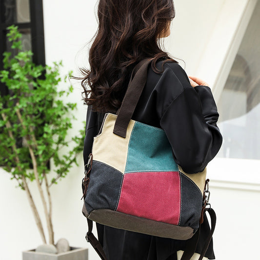 Women's Canvas Fashionable Simple Retro Large Capacity Shoulder Bags