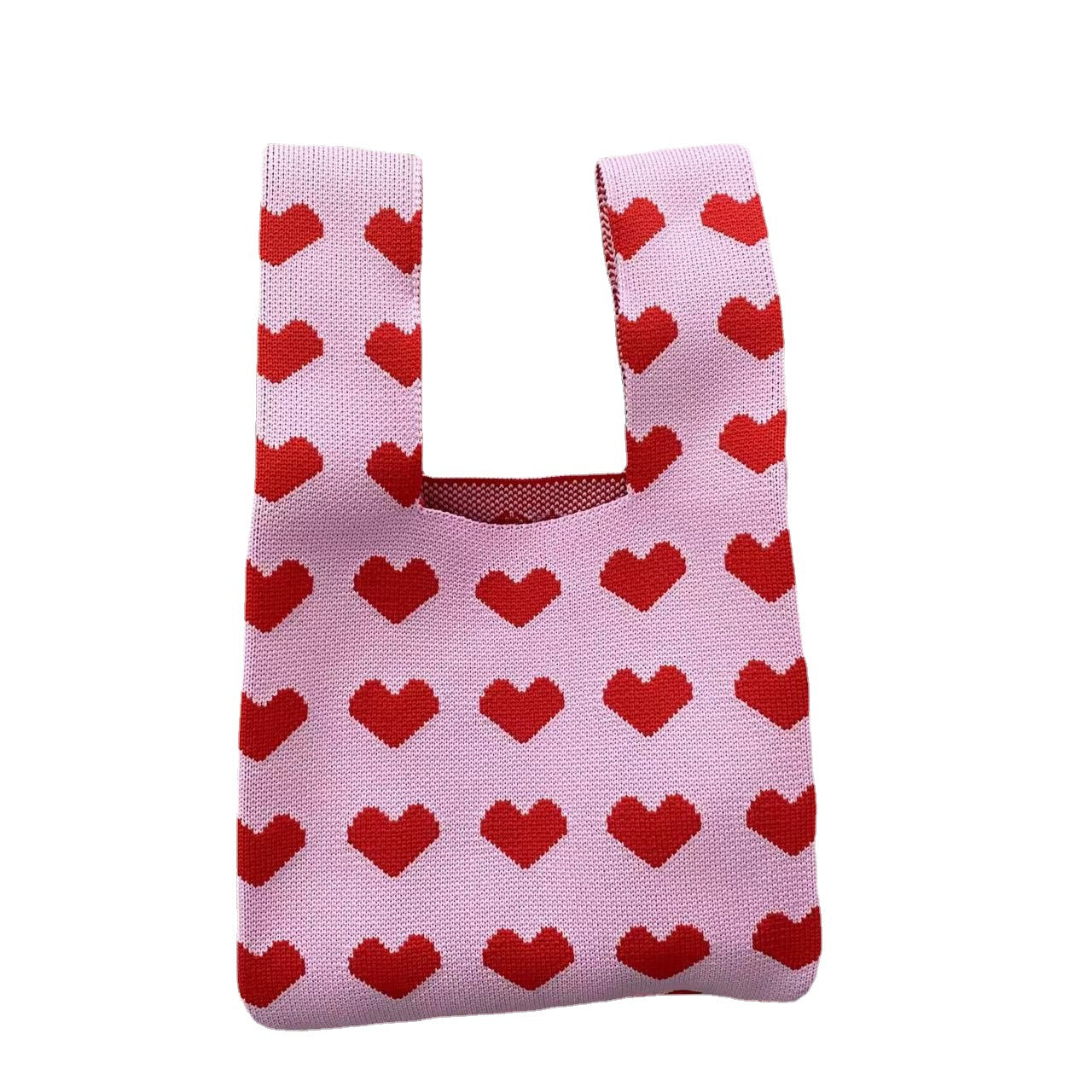 Hearts Knitted Portable Storage Korean Style Handbags