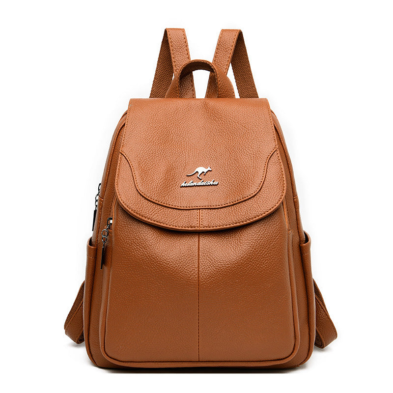 Women's Leather Tactile Feel Fashion Korean Large Backpacks
