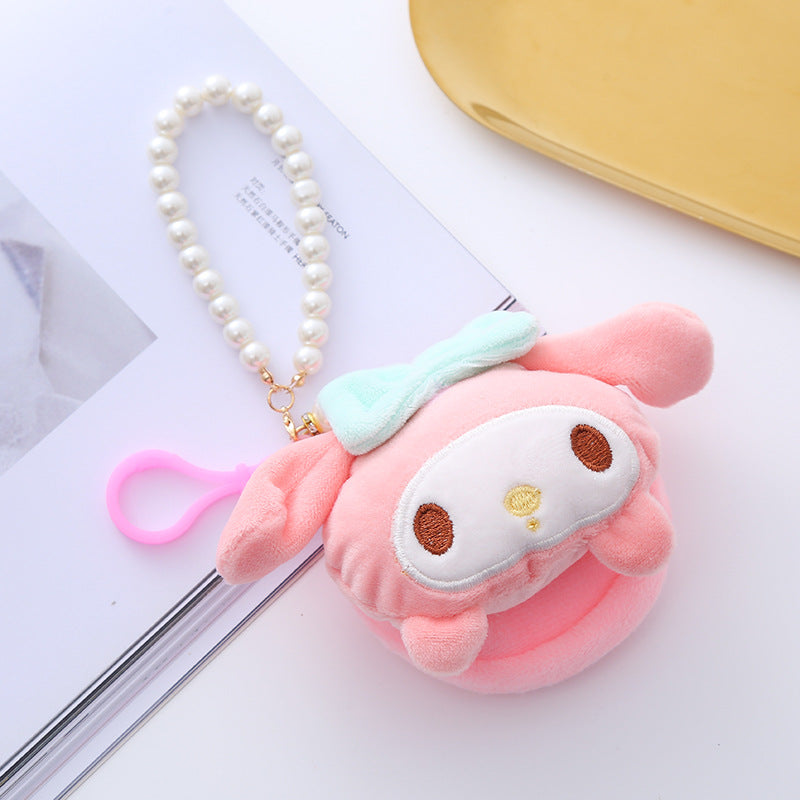 Women's Cute Circle Creative Plush Charm Certificate Coin Purses