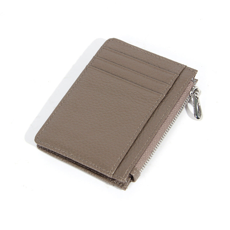 Women's & Men's & Leather Cowhide Solid-color Thin Section Card Holder