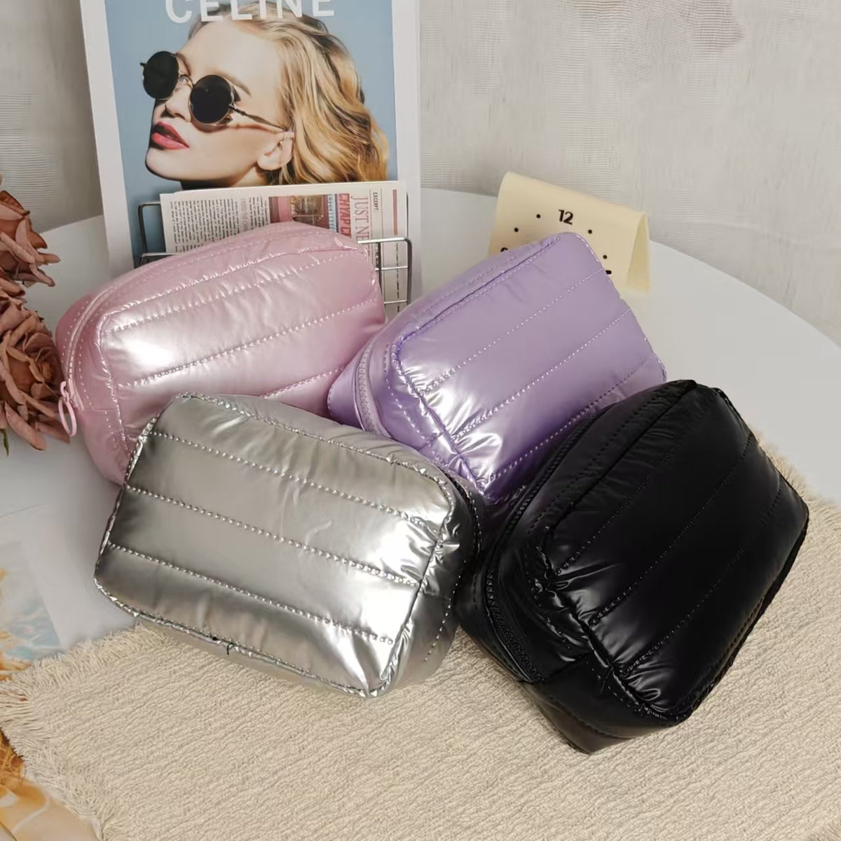 Jacket Material Space Cotton Wash Go Makeup Bag