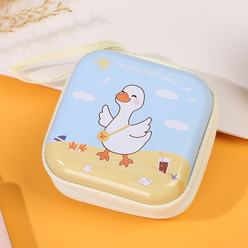 Children's Tinplate Creative Cartoon Earphone Zipper Data Cable Coin Purses