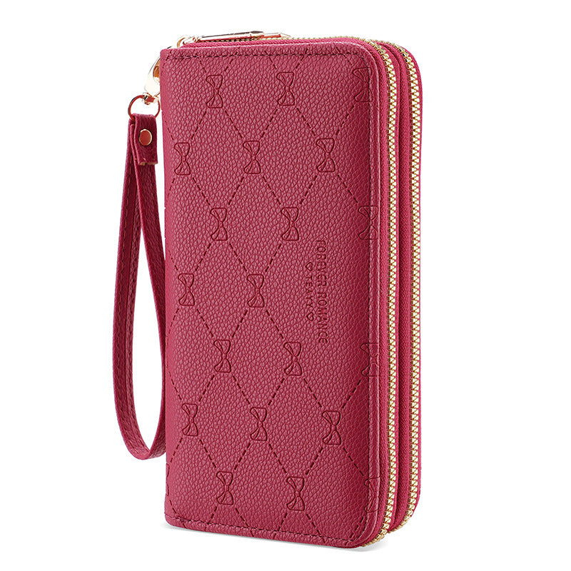 Women's Long Double Layer Zipper Fashion Bow Ladies Wallets