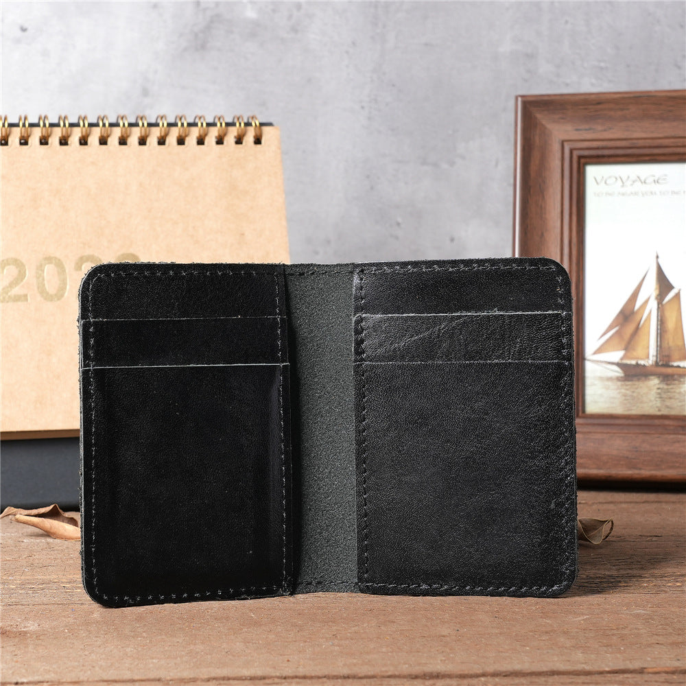 Men's Leather Crazy Horse Driving License Vintage Card Holder