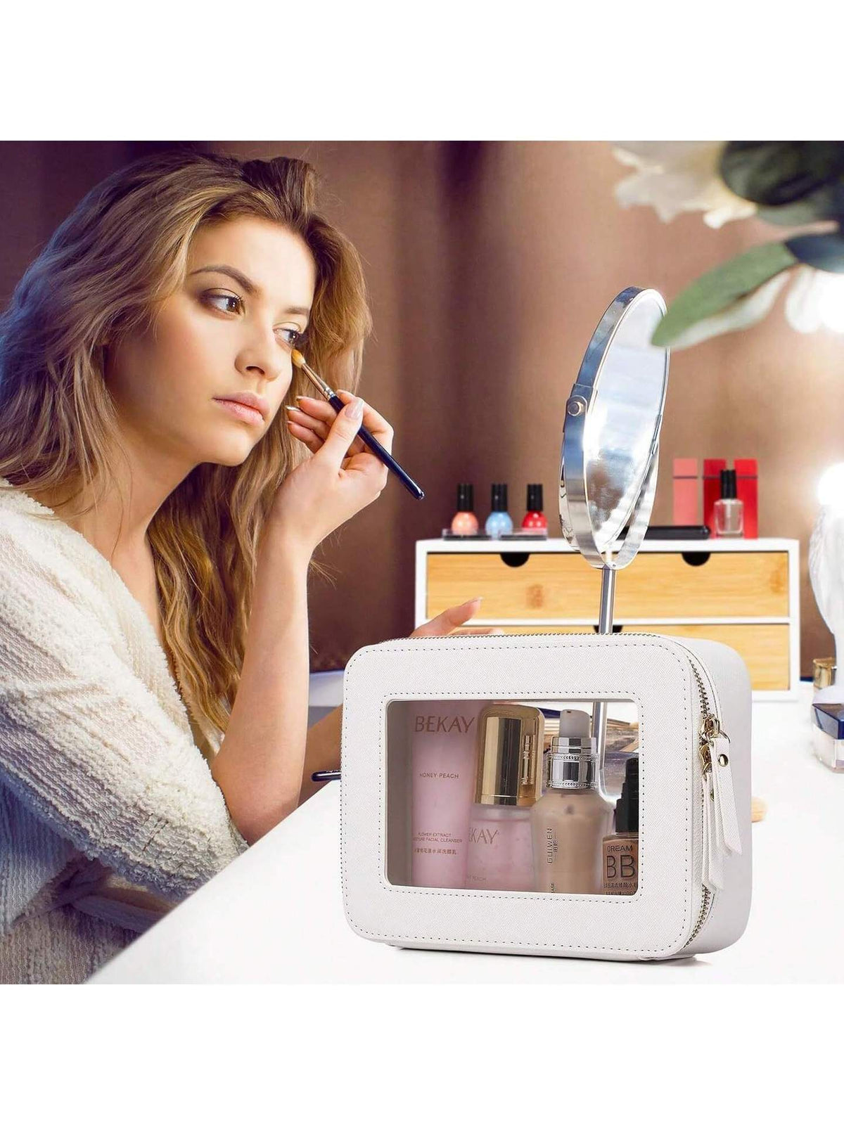 Transparent Portable Cosmetics Storage Box Waterproof Makeup Bag