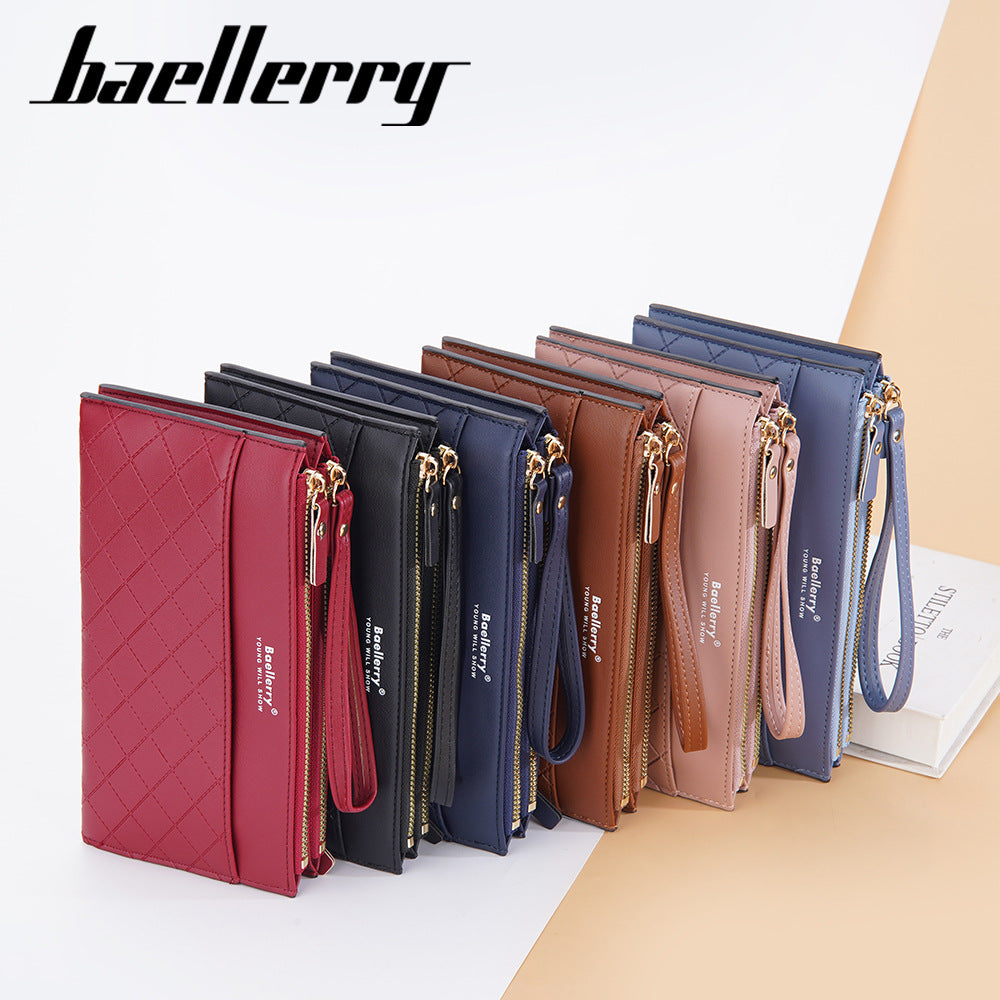 Women's Long Double Zip Clutch Mobile Card Holder