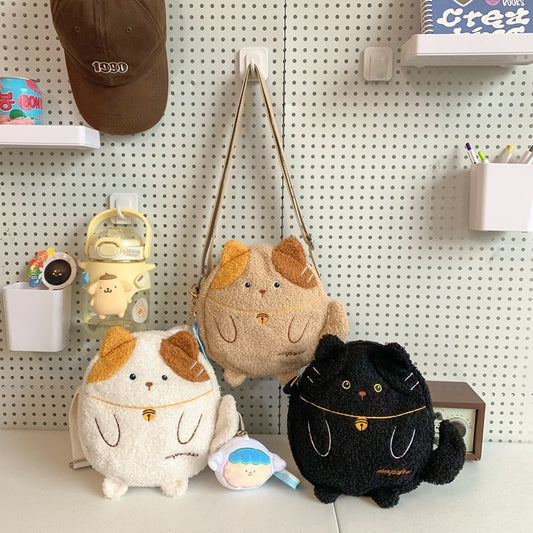 Plush Curly Kitten Cute Style Go Out Storage Crossbody Bags