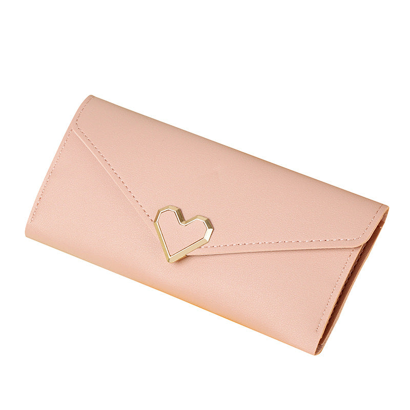 Women's Long Heart-shaped Three-fold Female Clutch Ladies Wallets