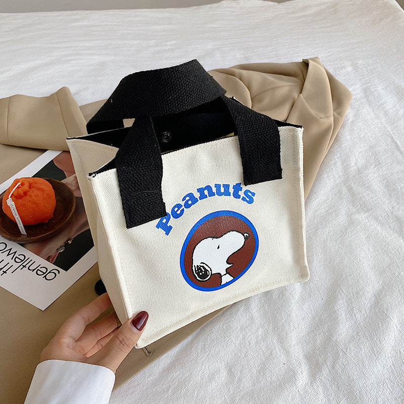 Women's Cartoon Hand-held Large Capacity Shopping Lunch Handbags