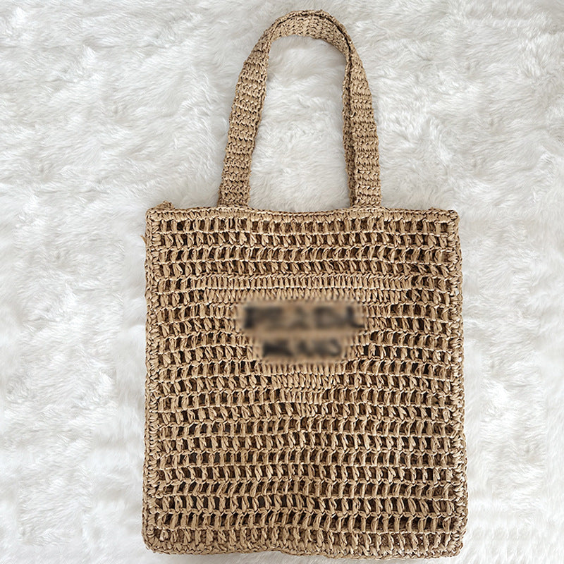 Paper String Woven Beach Versatile Letter Handbags