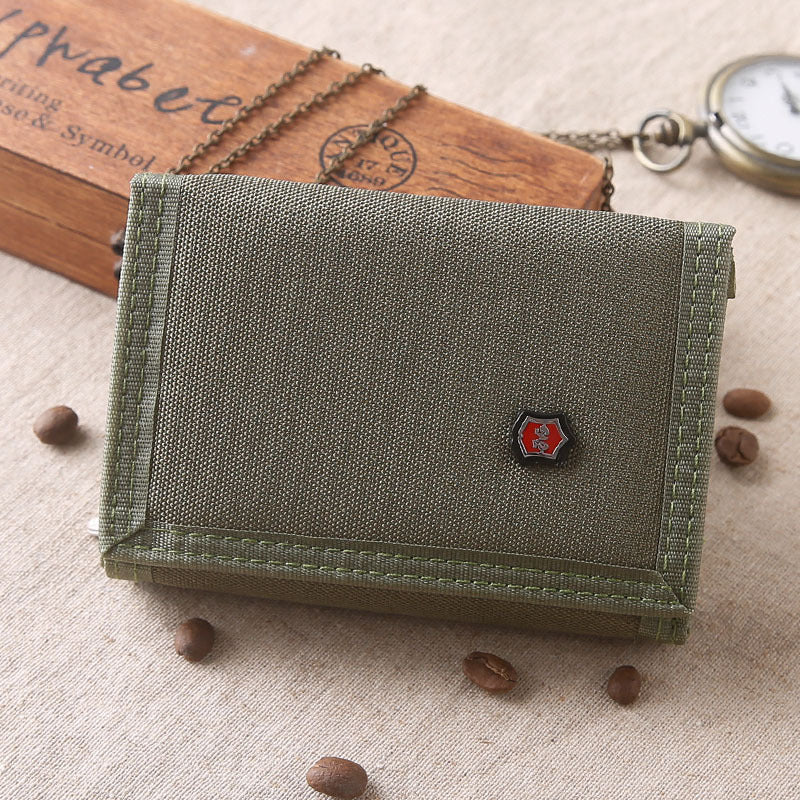 Men's Pure Color Korean Cloth Off Short Style Canvas Folding Purses