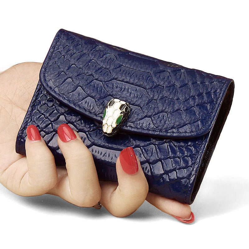 Women's Layer Cowhide Snake Pattern Exquisite Large Card Holder