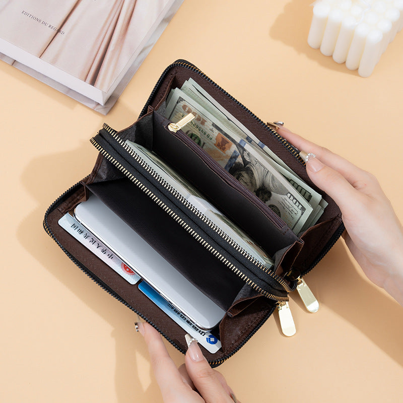 Women's Printed Large Letter Fashion Double Pull Capacity Multiple Slots Ladies Wallet