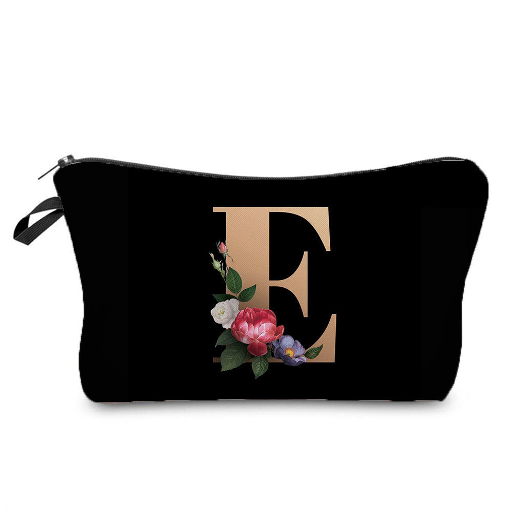 Gold Letter Printing Portable Toiletry Storage Cosmetic Bags