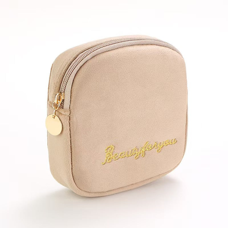 Plush Good-looking Storage Flannelette Large Capacity Embroidery Cosmetic Bags
