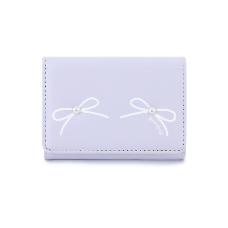 Women's Summer Bowknot Outing Cute Pearl Ladies Wallet
