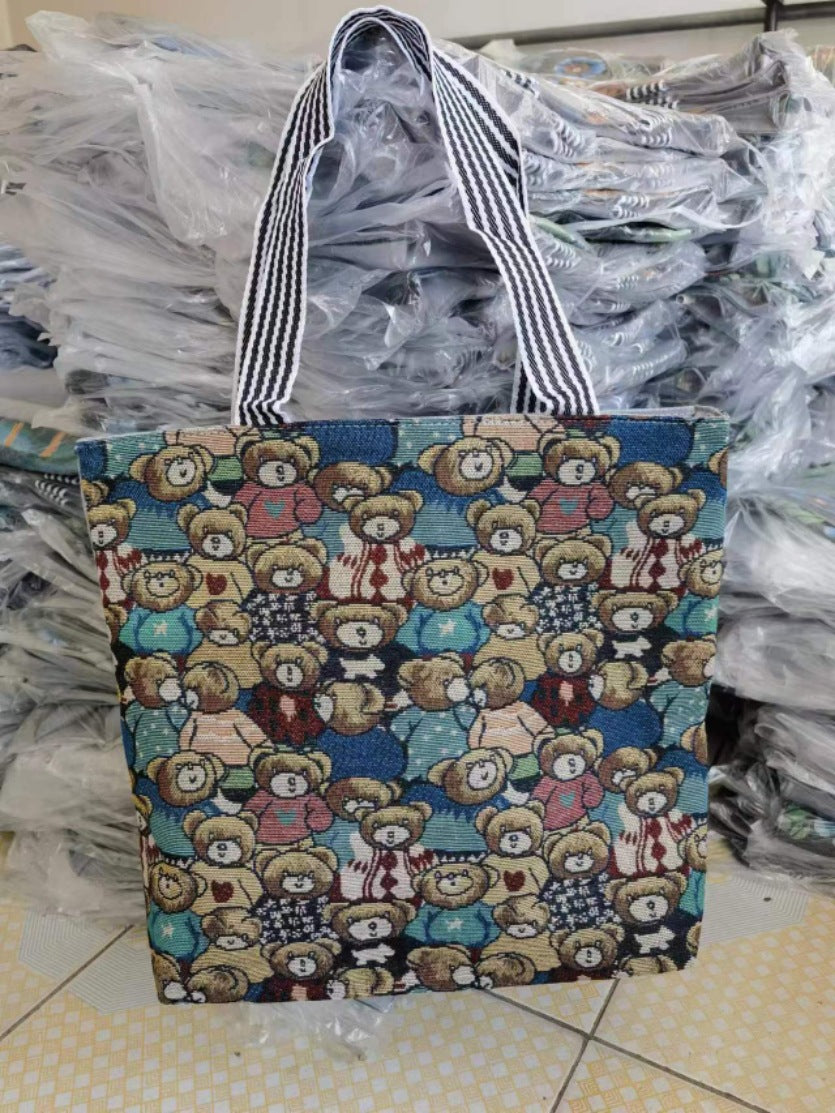 Women's Ethnic Style Canvas Large Jacquard Embroidered Elephant Versatile Shoulder Bags