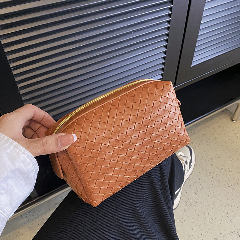 Pattern Green Portable High Sense Clutch Leather Cosmetics Storage Cosmetic Bags